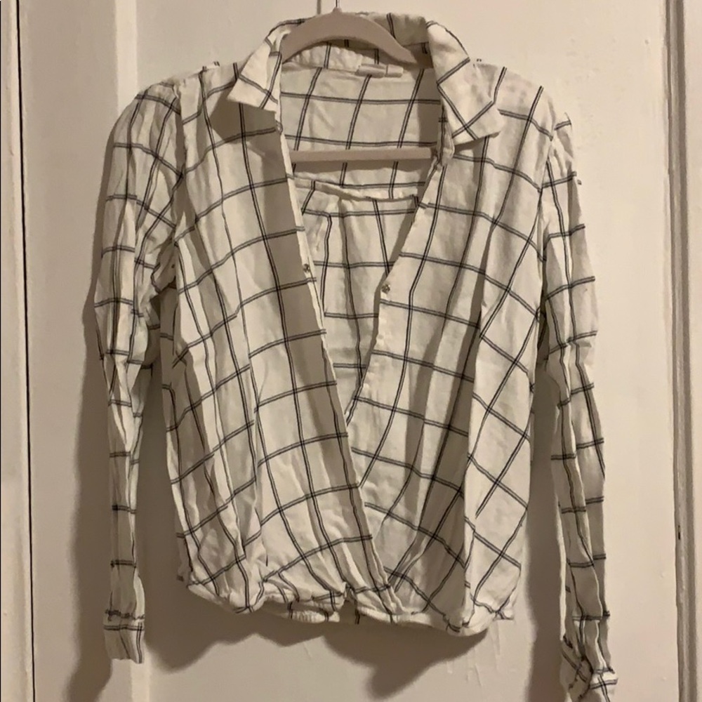 Open wrap plaid shirt